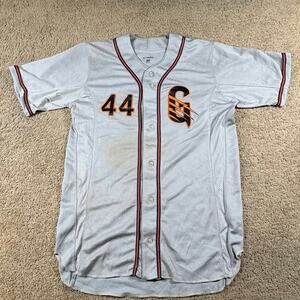 Vintage Baseball Jersey #44 Gray Button Front Medium Short Sleeve Sports Shirt‎